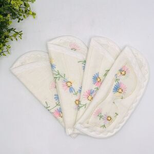 Lot of 4 Handmade Glasses Case Soft Pastel Stocking Stuffer  Embroidered 8"x3.5"